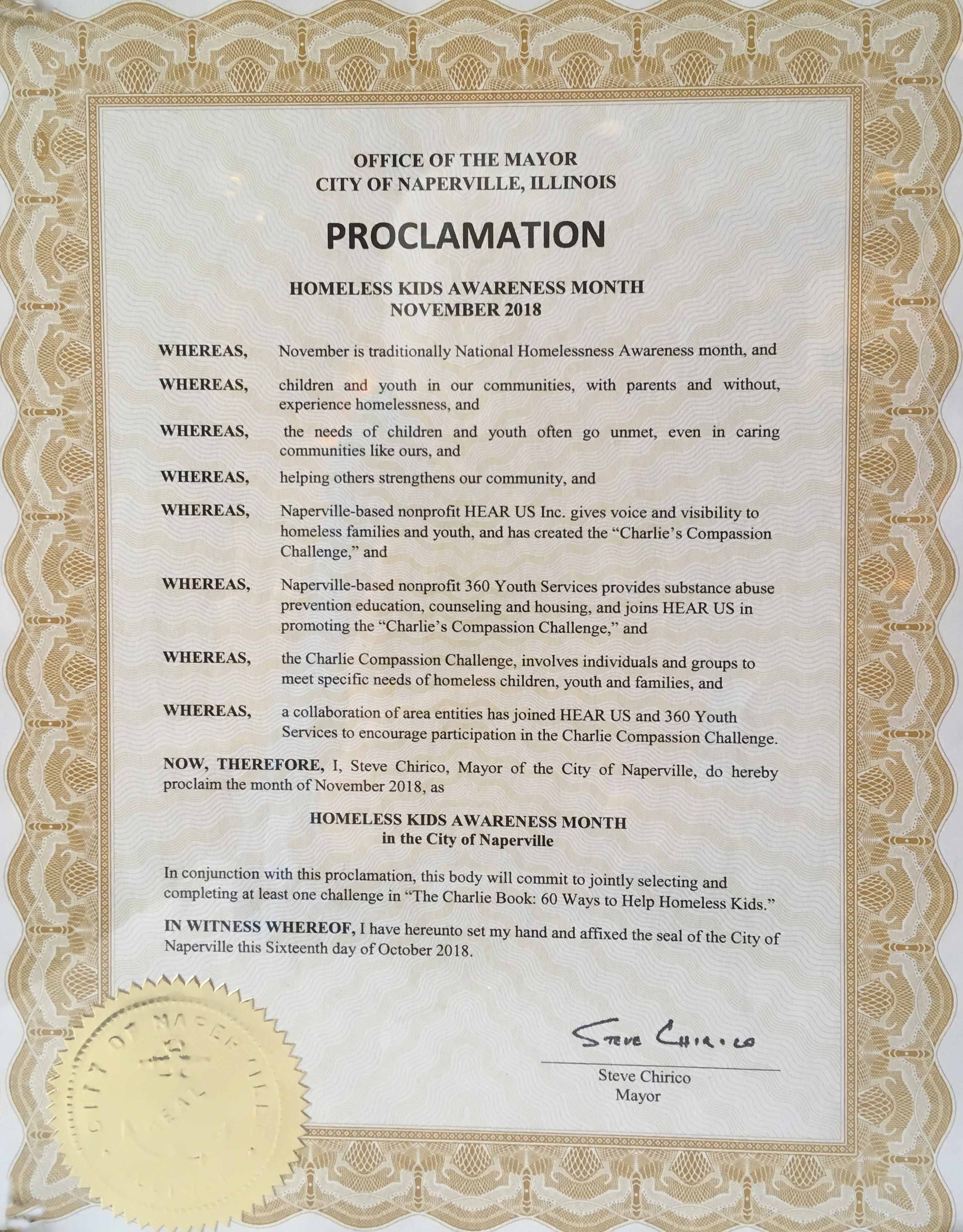Proclamation congress pat van doren