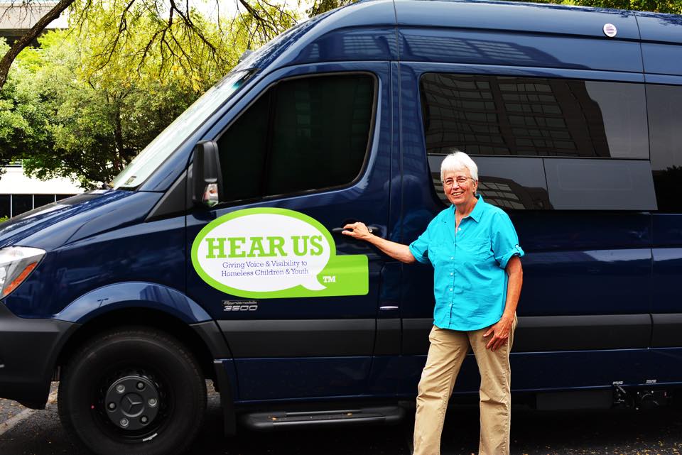 Diane in front of her van in San Antonio